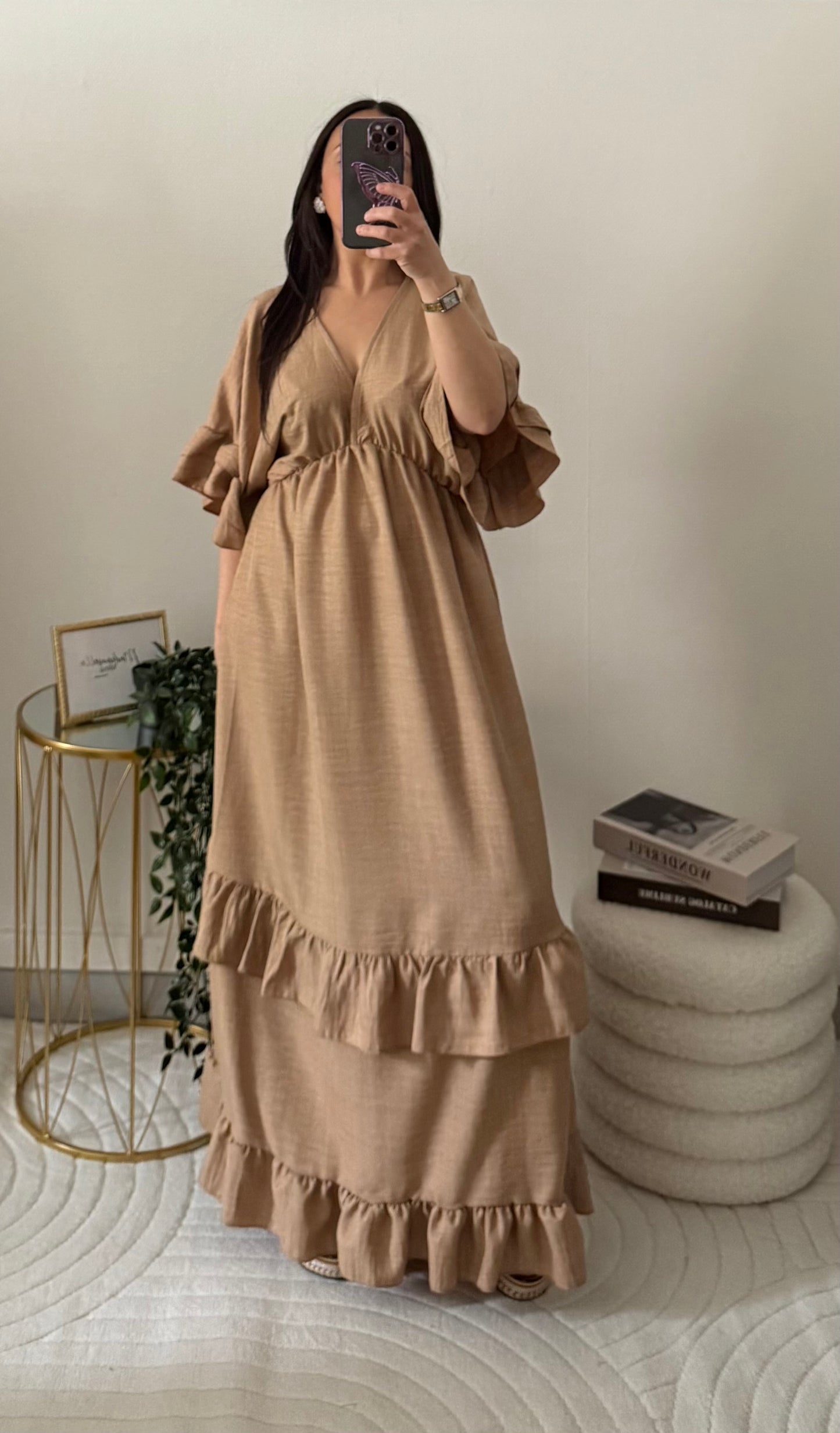 Robe évasée marron