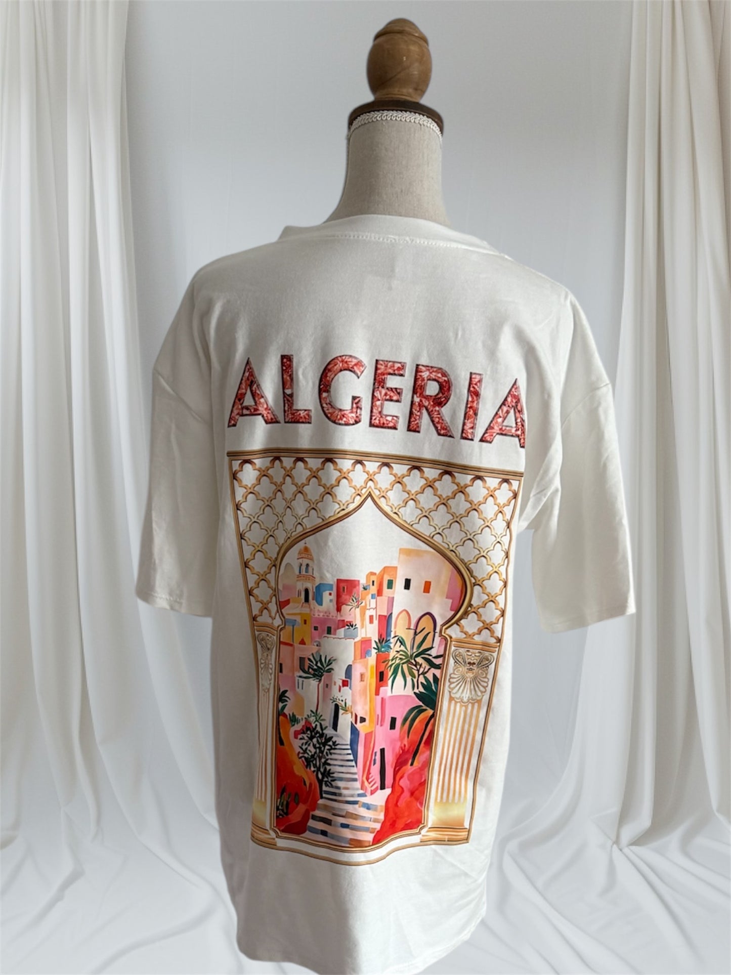 Tee shirt Algeria blanc orange