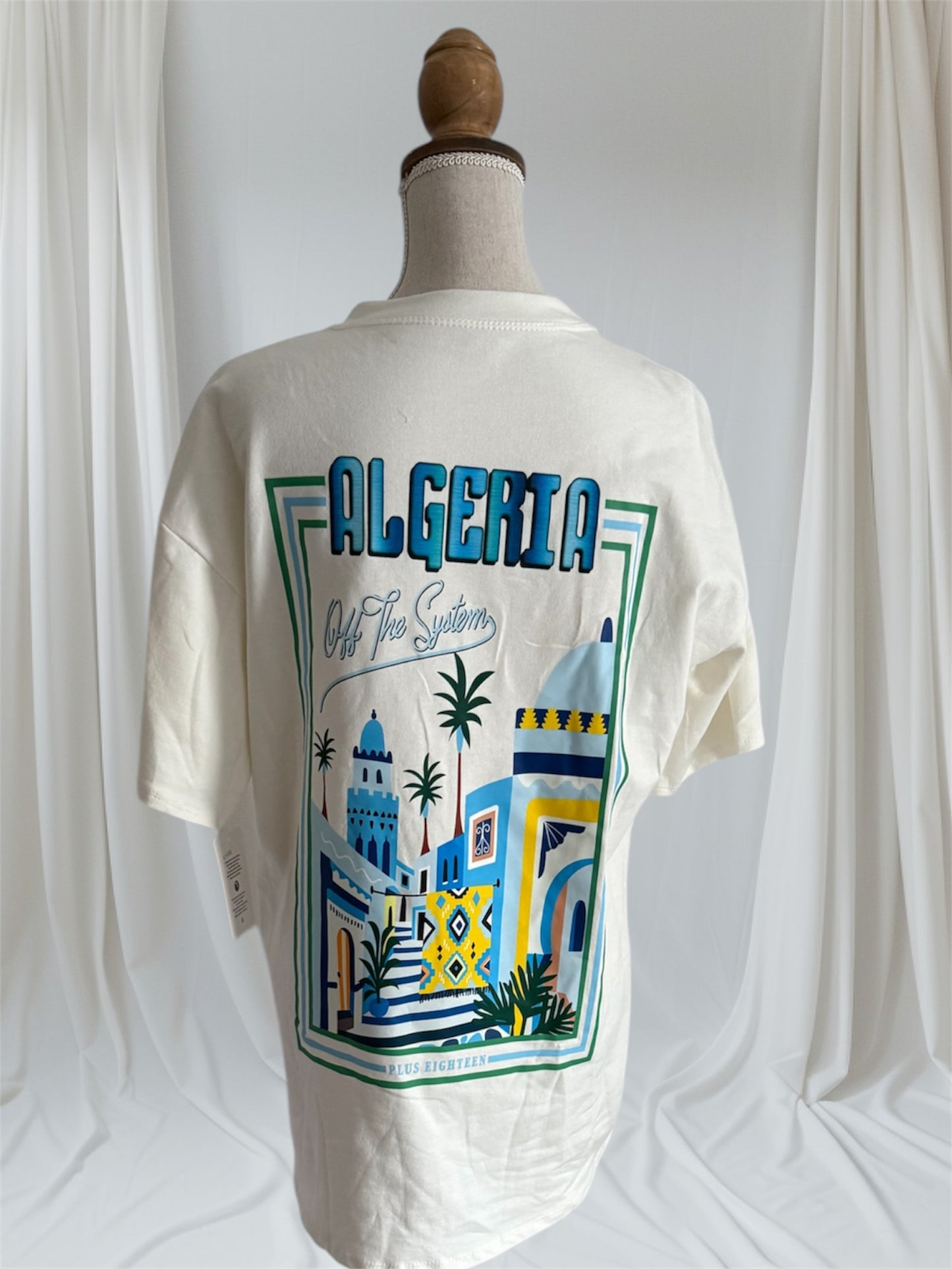 Tee shirt Algeria blanc bleu