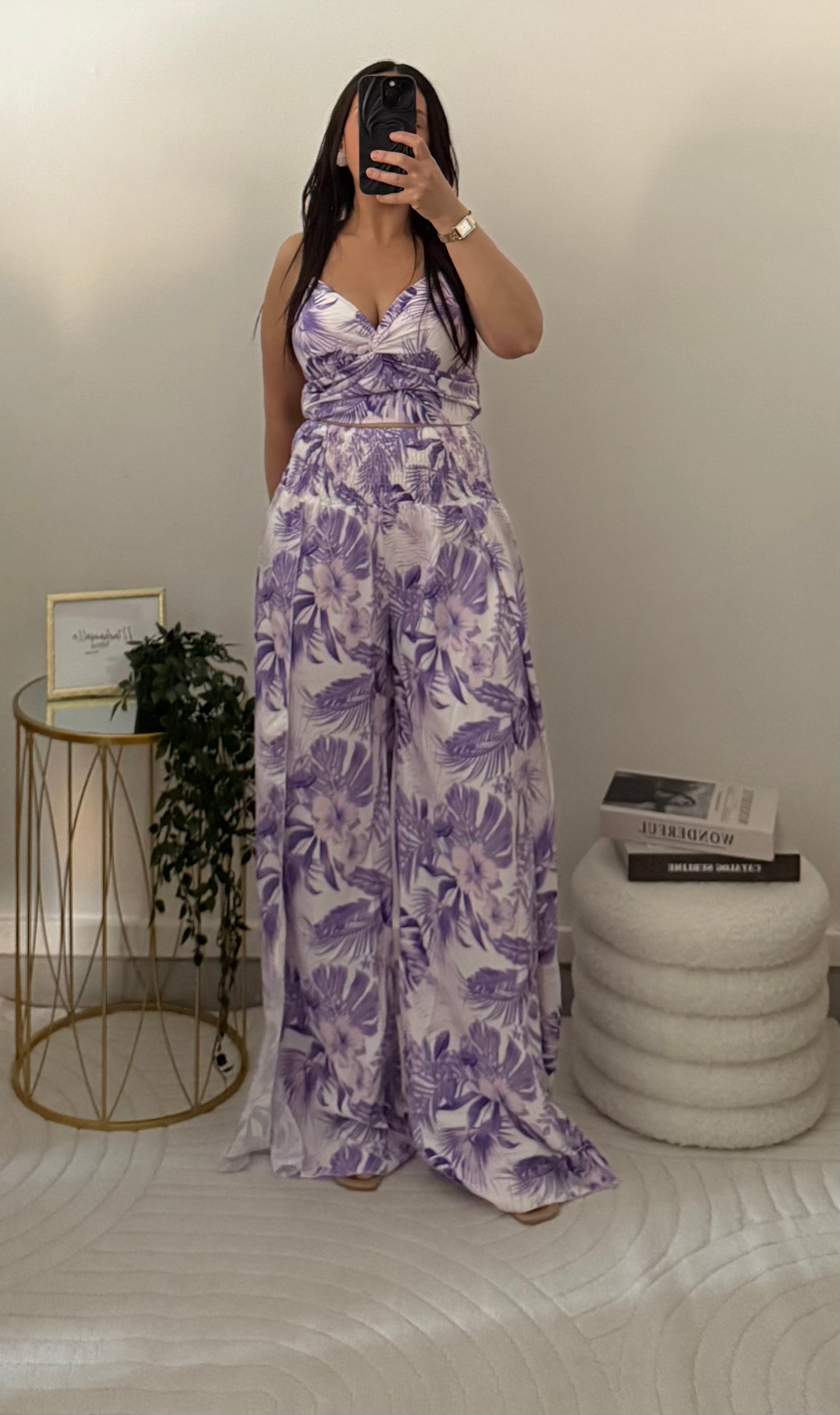 Ensemble top+pantalon violet