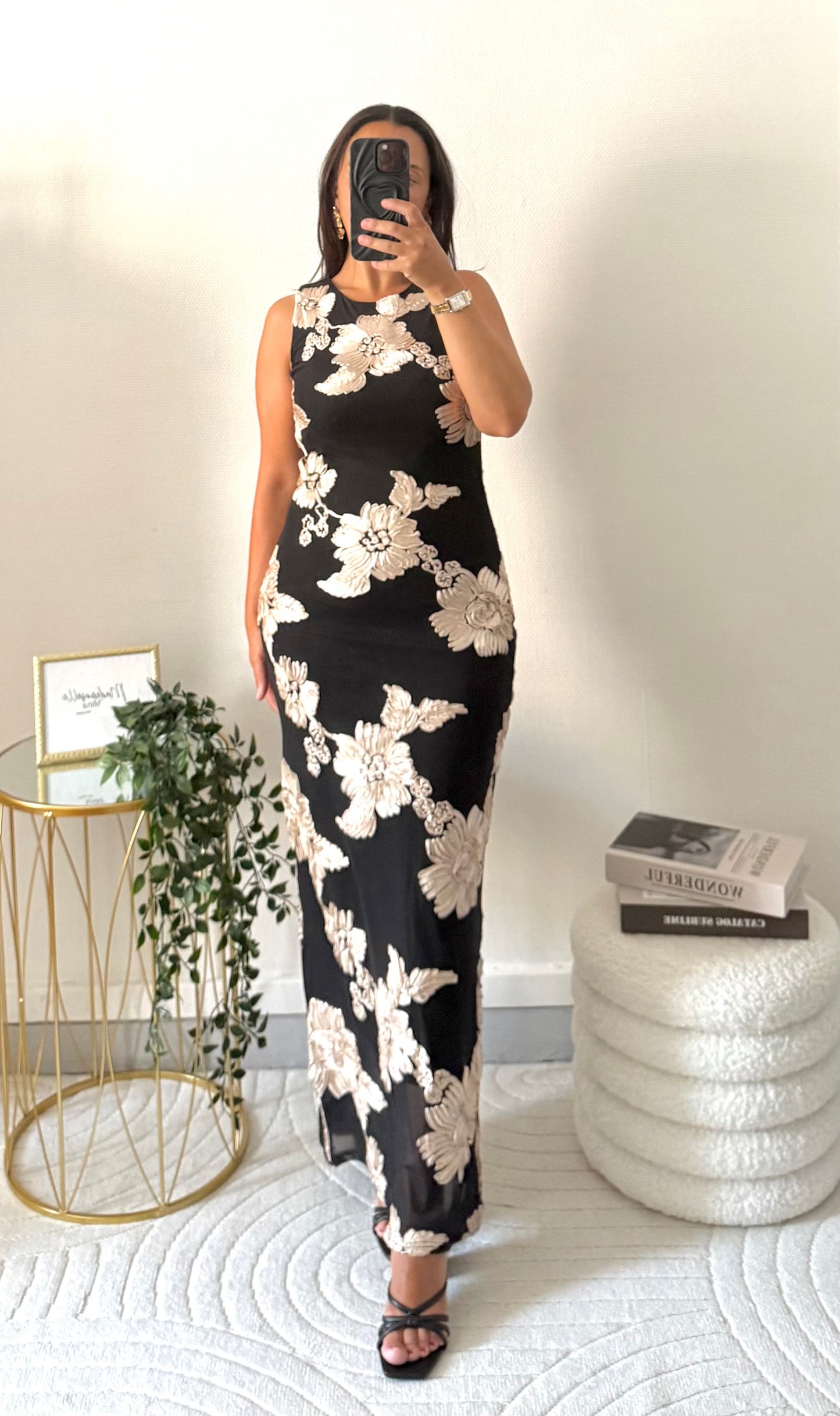 Robe à fleurs Romy noir