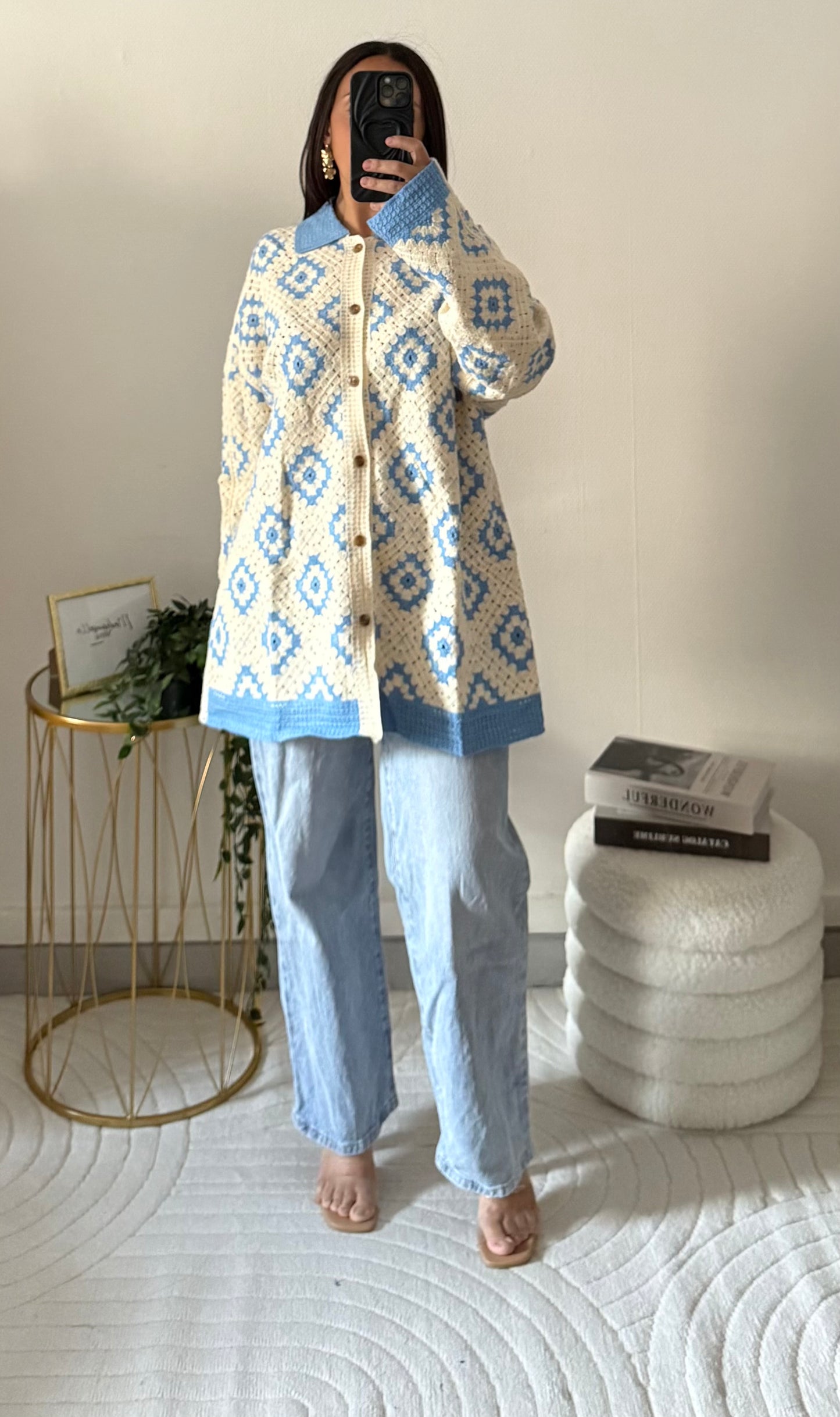 Gilet à crochet bleu
