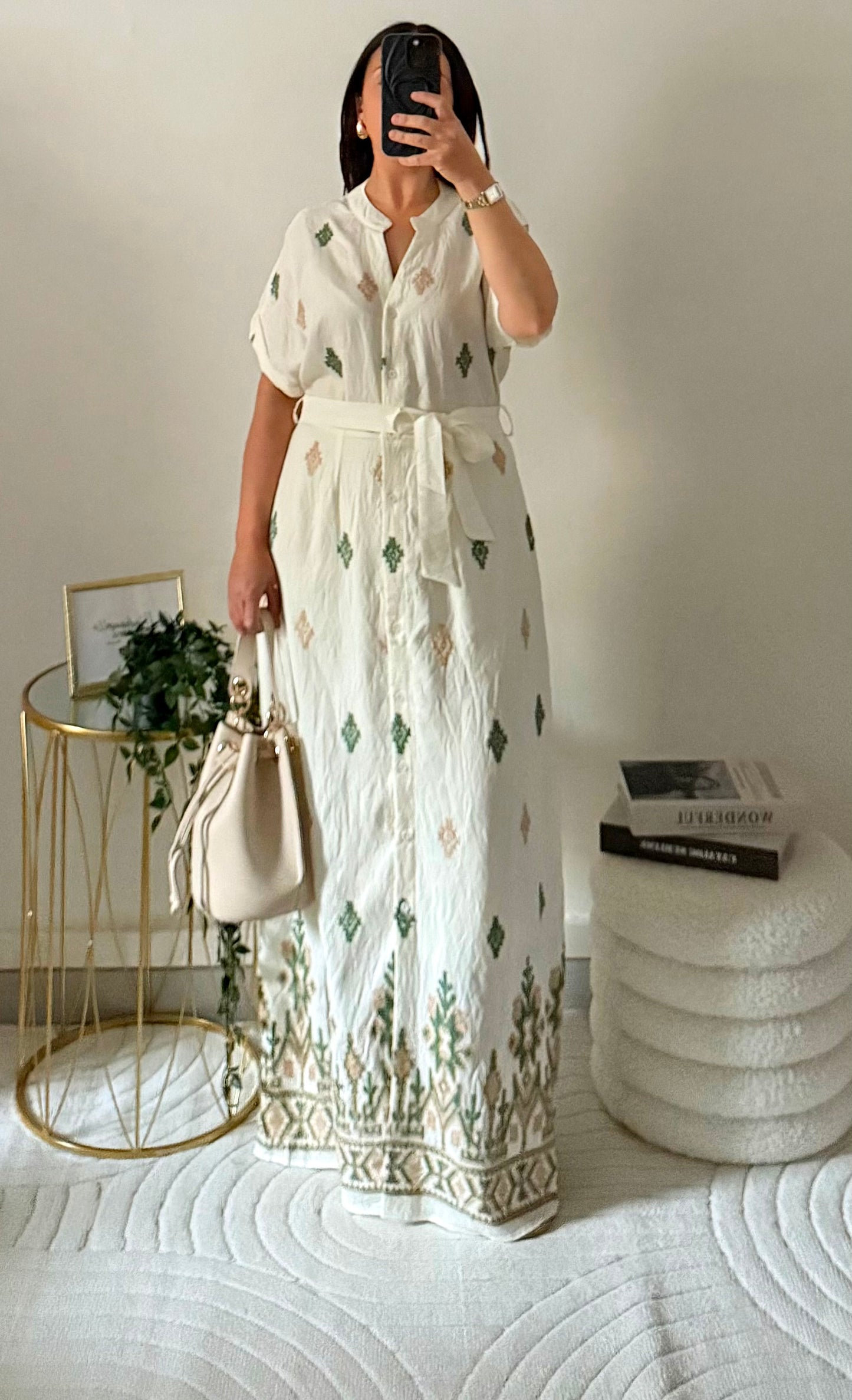 Robe bohème à motifs vert