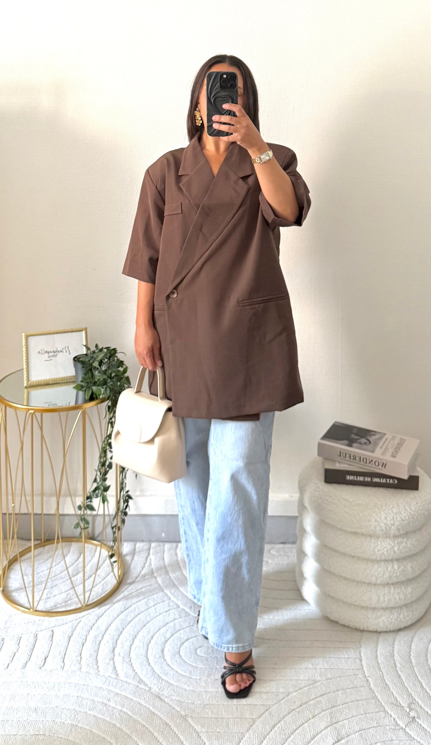 Blazer manches courtes marron