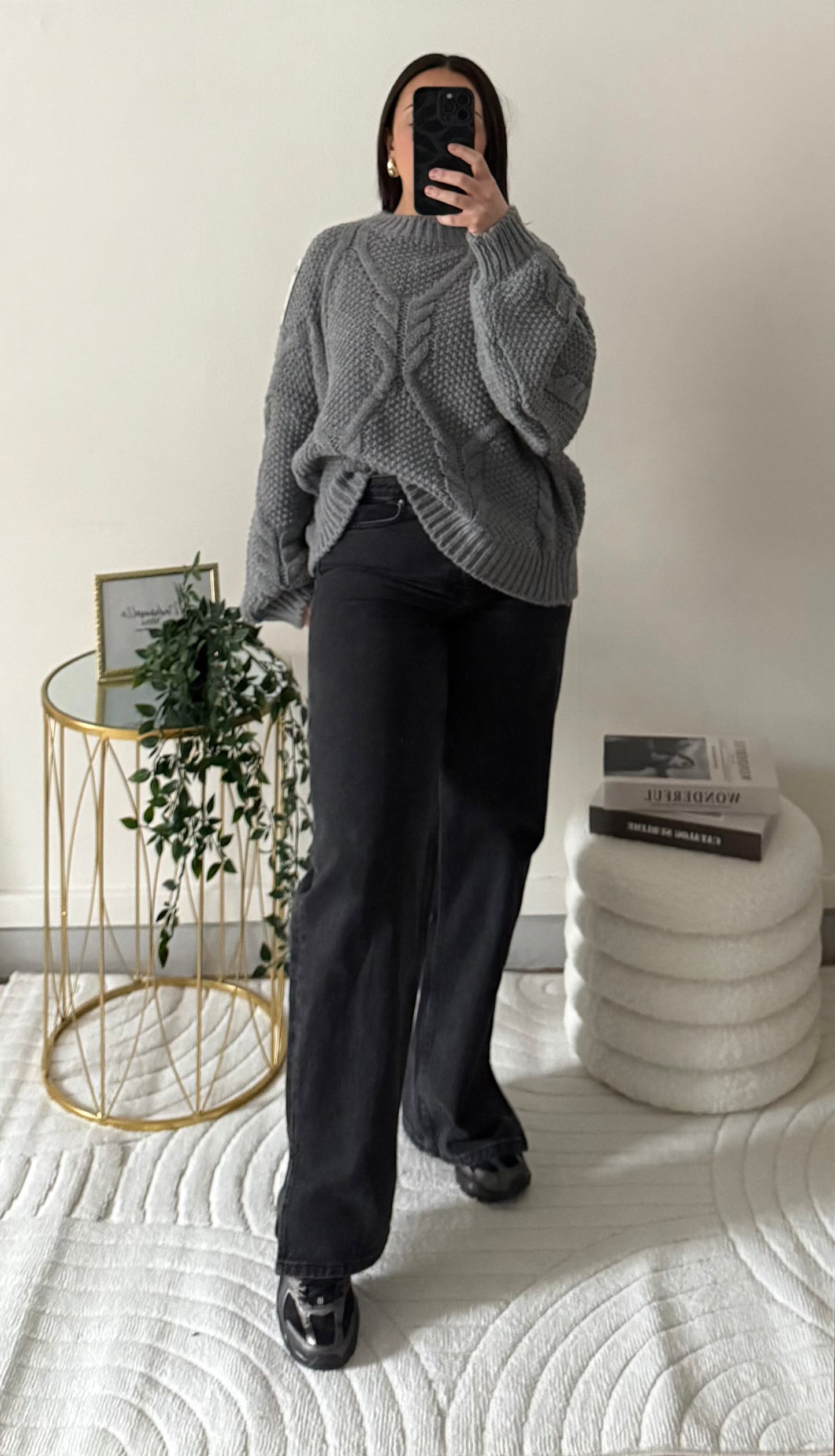 Pull maille gris