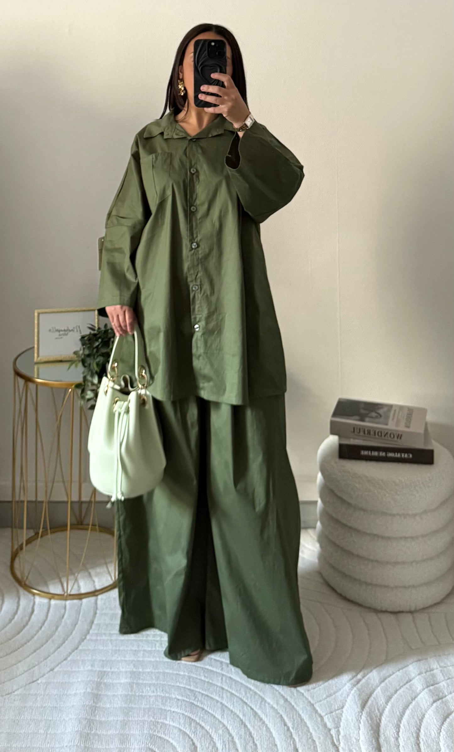 Ensemble chemise + pantalon kaki