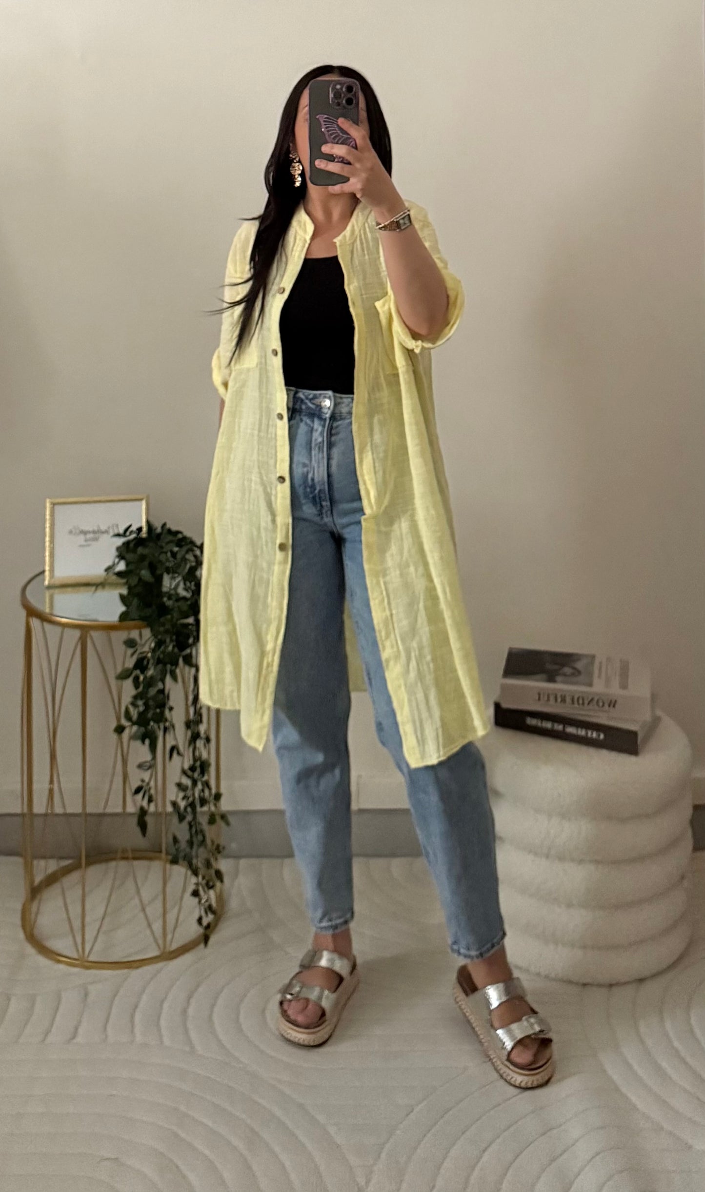 Chemise lin jaune