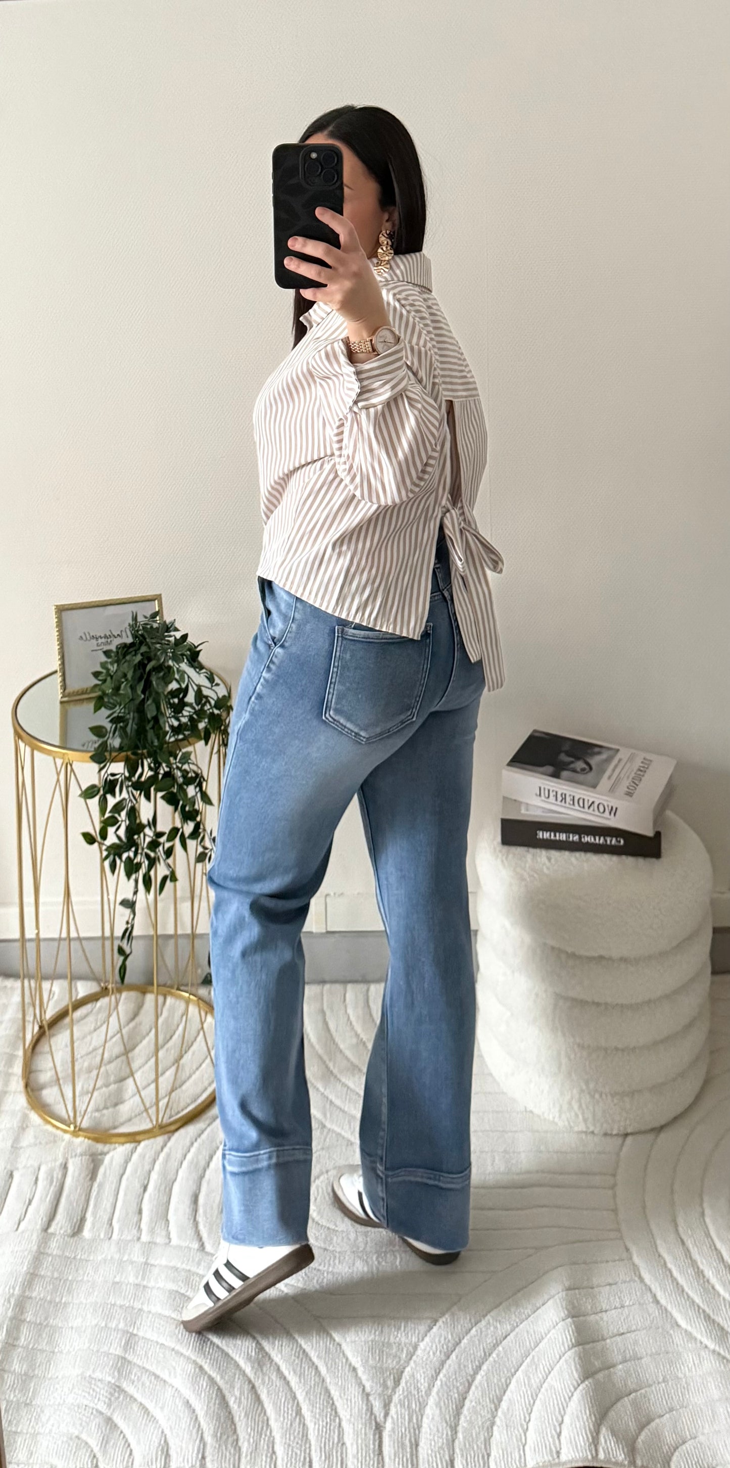 Chemise à rayures beige