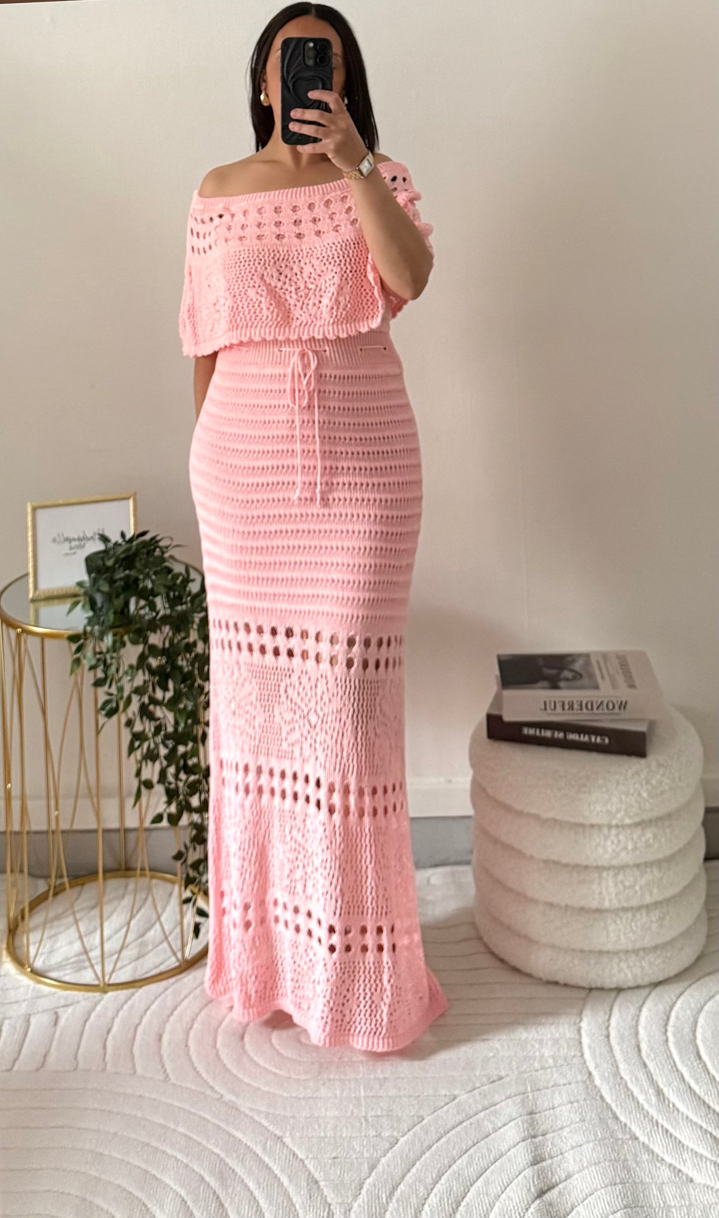 Robe en crochet rose