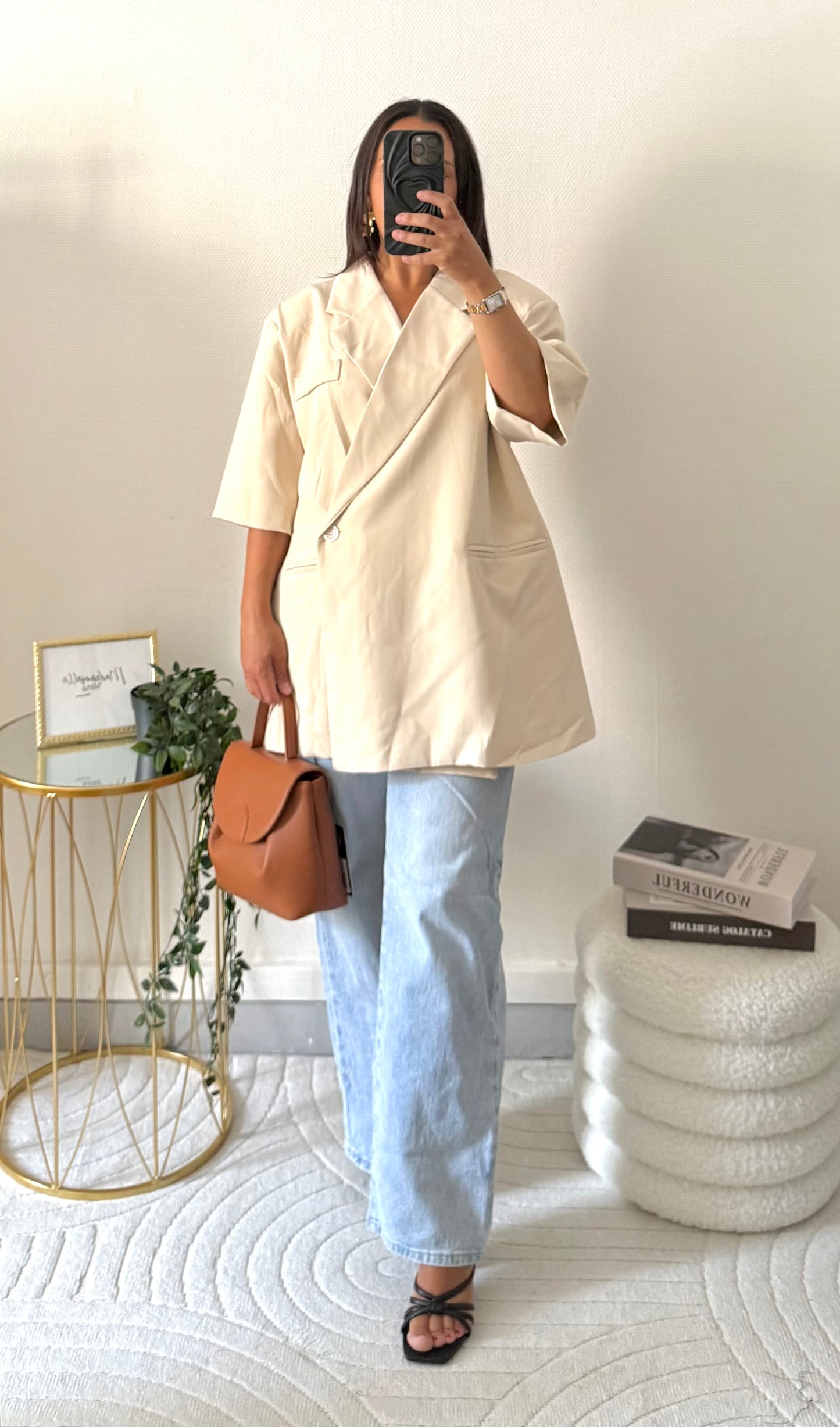 Blazer manches courtes beige