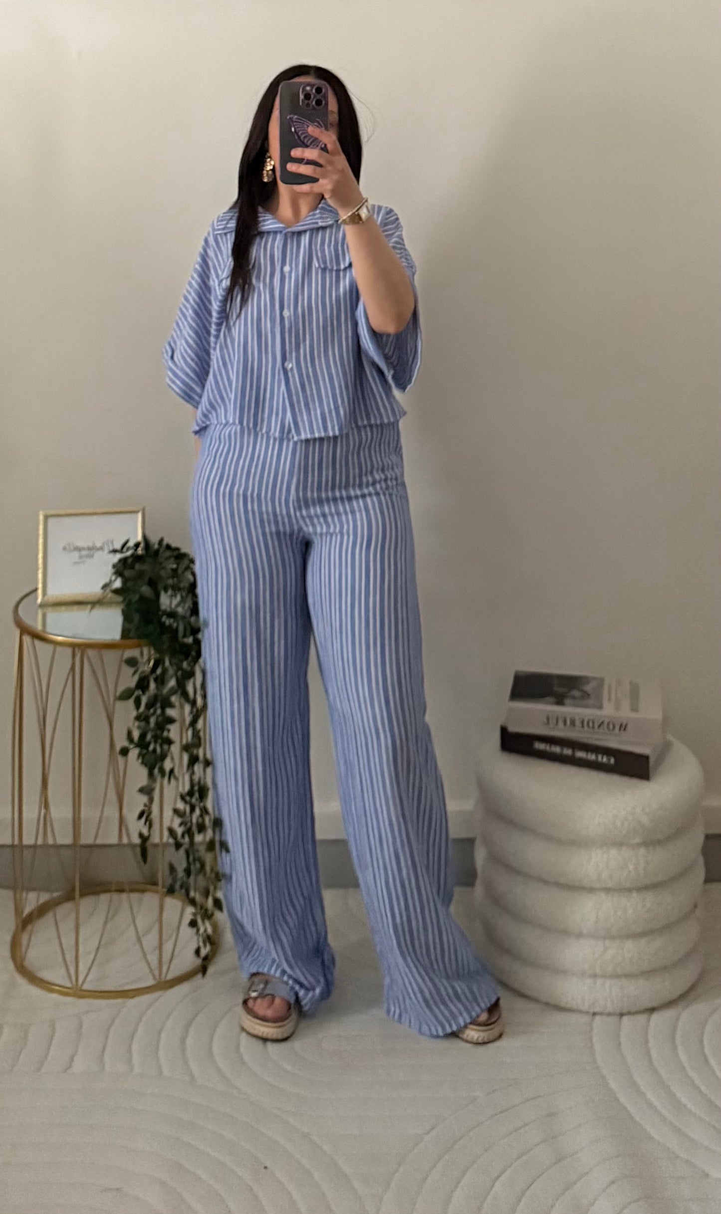 Ensemble à rayures bleu