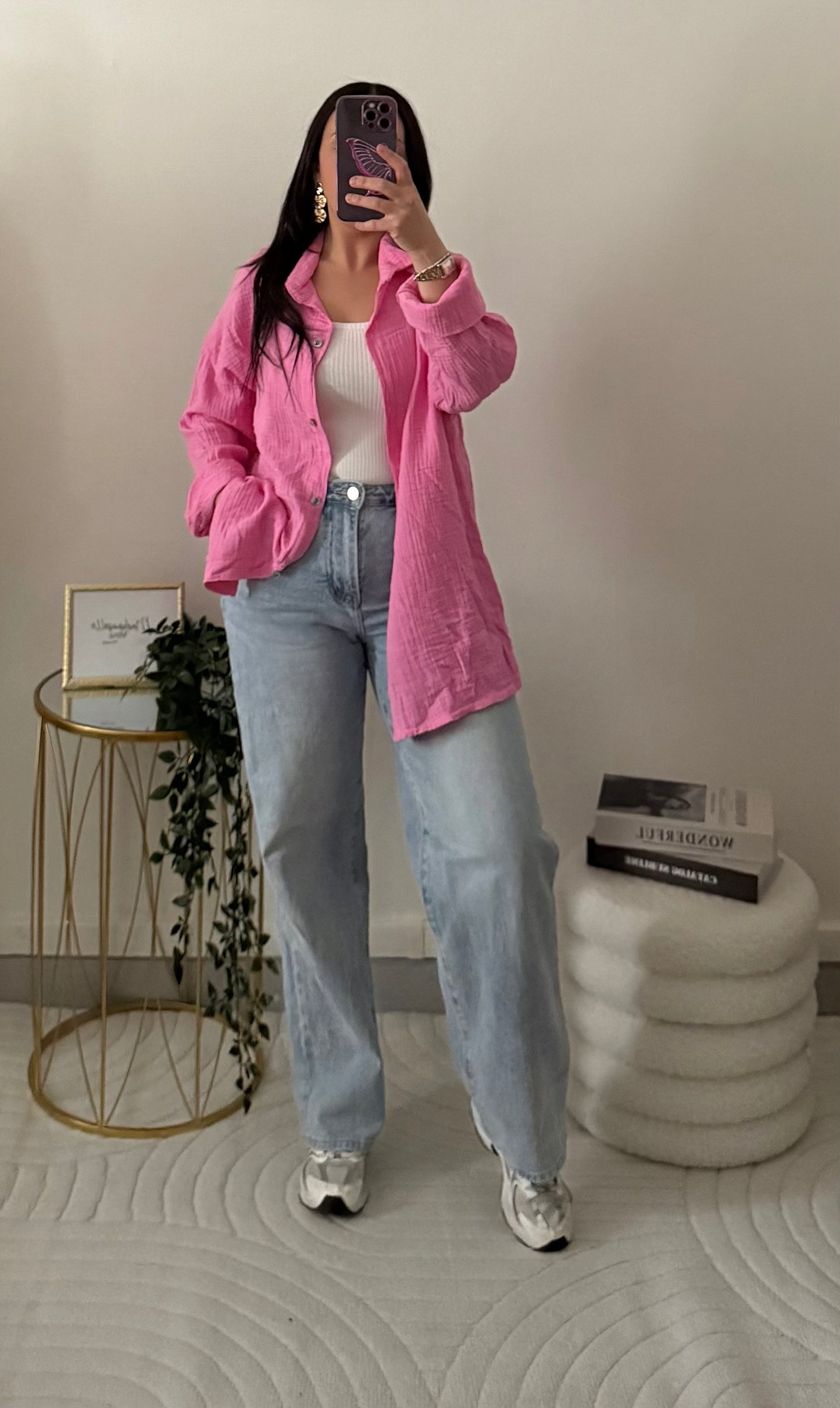 Chemise gaz de coton fushia
