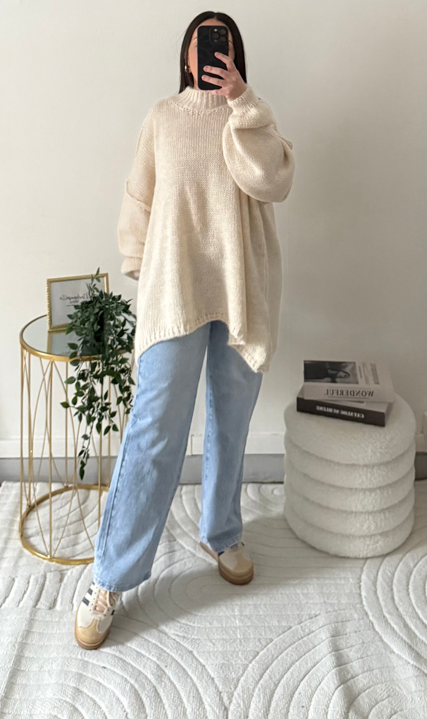 Pull oversize beige