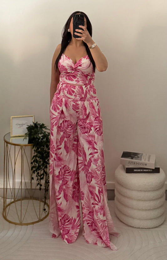 Ensemble top+pantalon rose