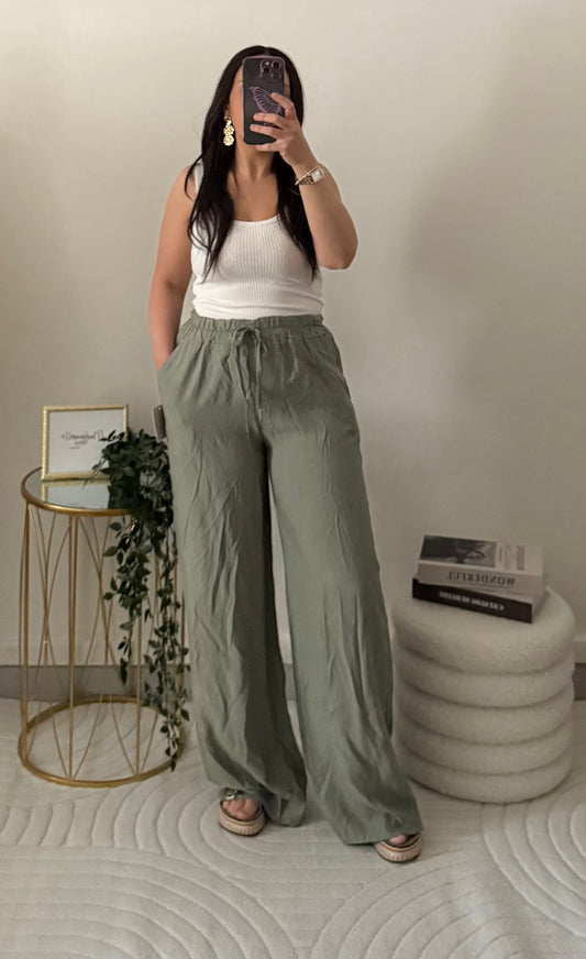 Pantalon lin kaki
