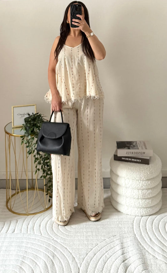 Ensemble à motifs beige