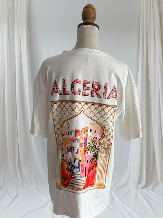 Tee shirt Algeria blanc orange