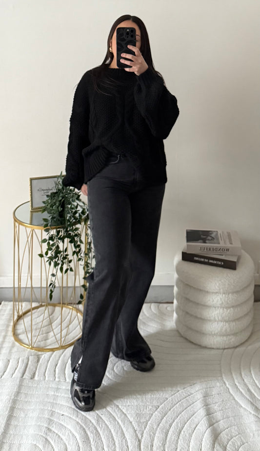 Pull maille noir