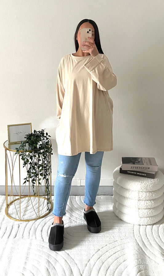 Sweat ample beige