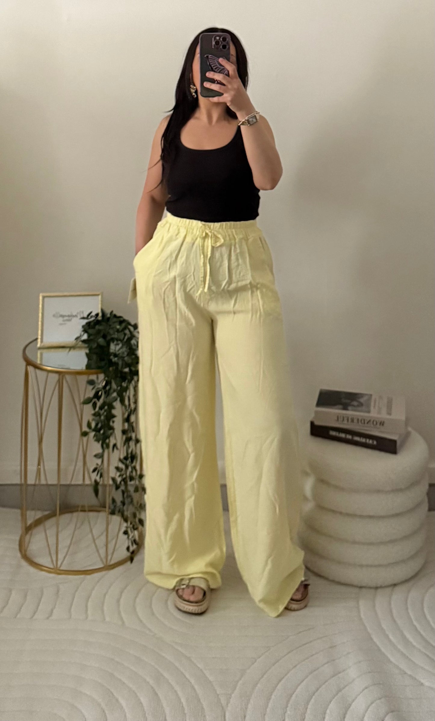 Pantalon lin jaune