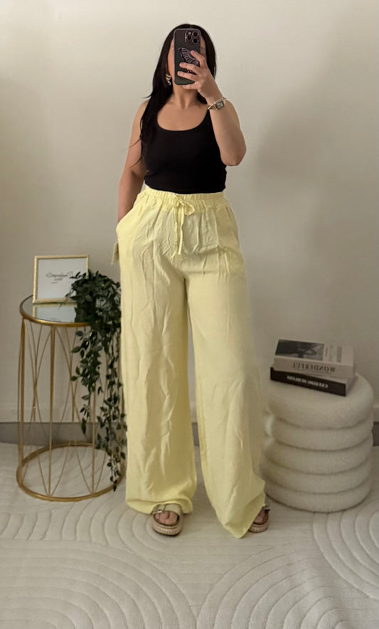 Pantalon lin jaune