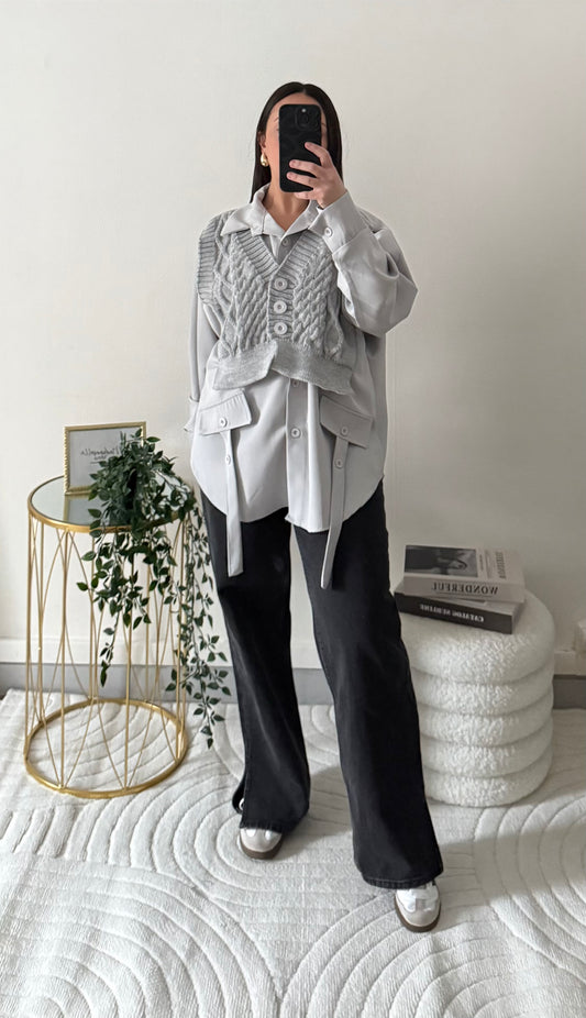Chemise avec gilet gris