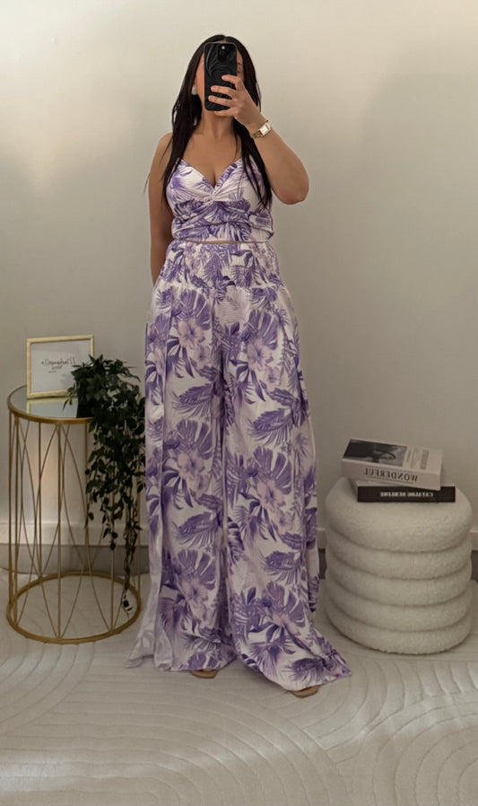 Ensemble top+pantalon violet