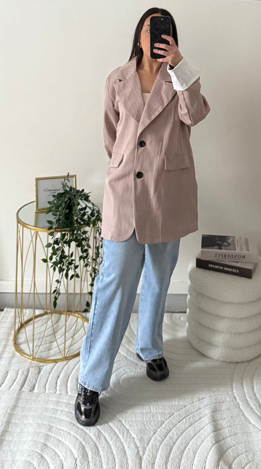 Blazer rayé rose