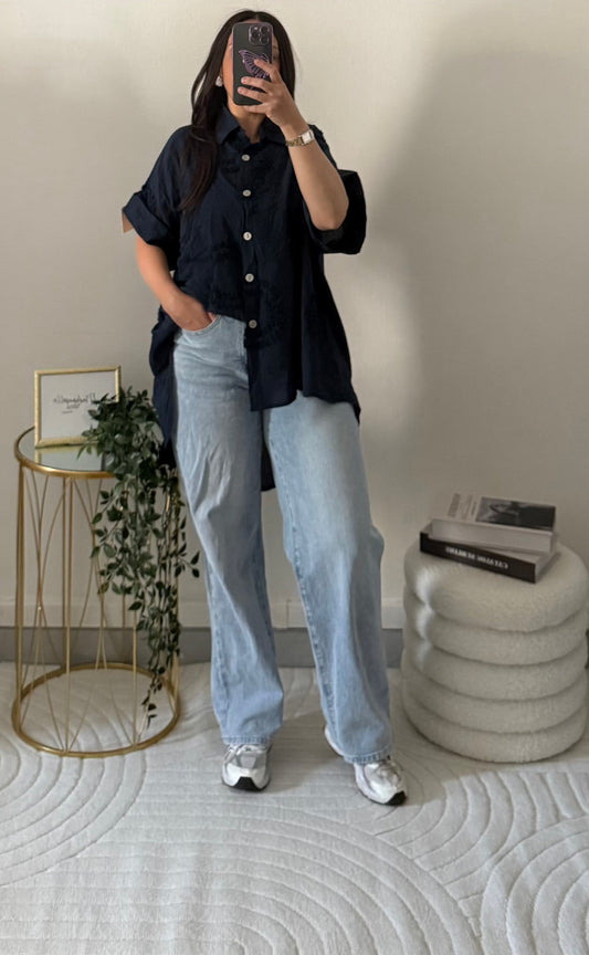 Chemise à motif bleu