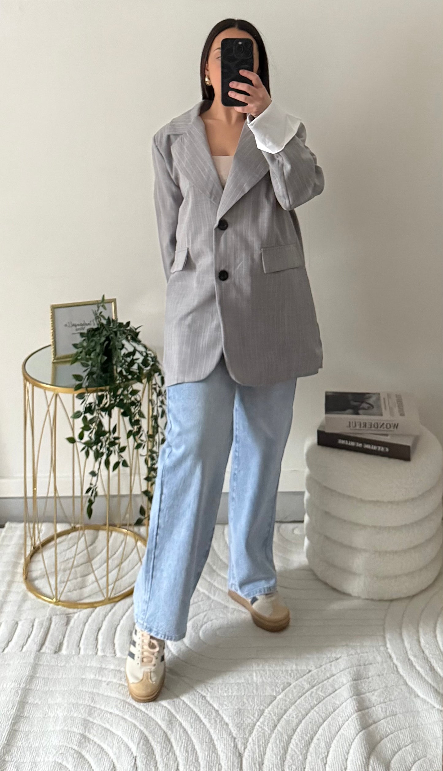 Blazer rayé gris