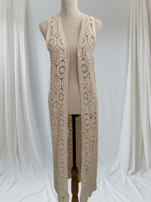 Gilet en crochet beige
