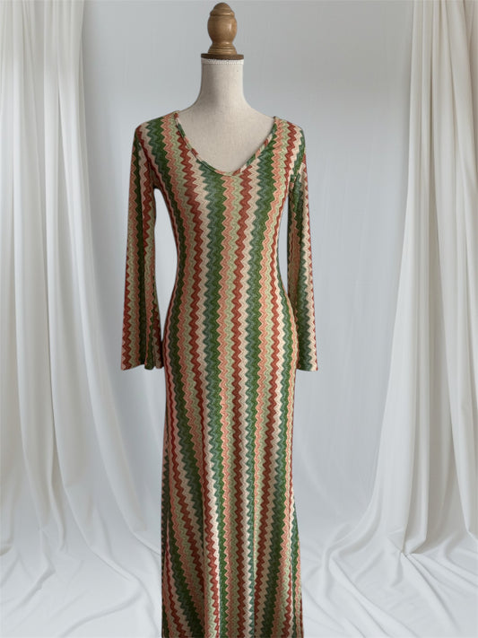 Robe longue bi-color vert