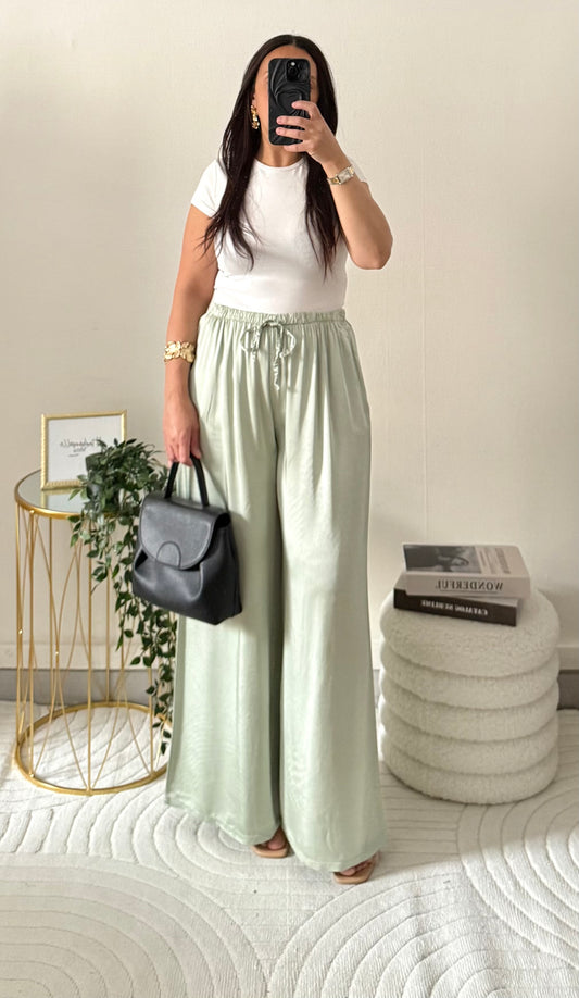 Pantalon satin vert