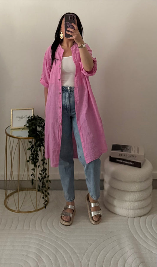 Chemise lin rose