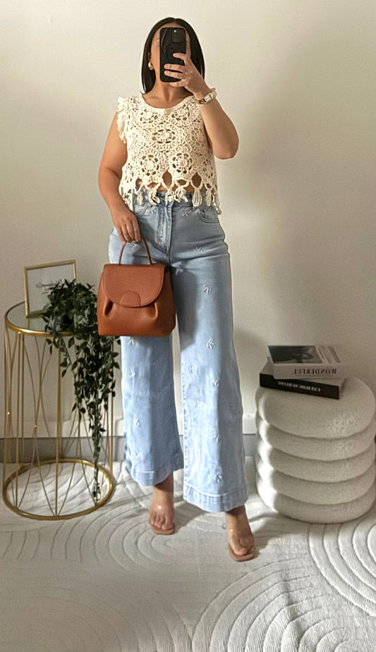 Haut en crochet beige