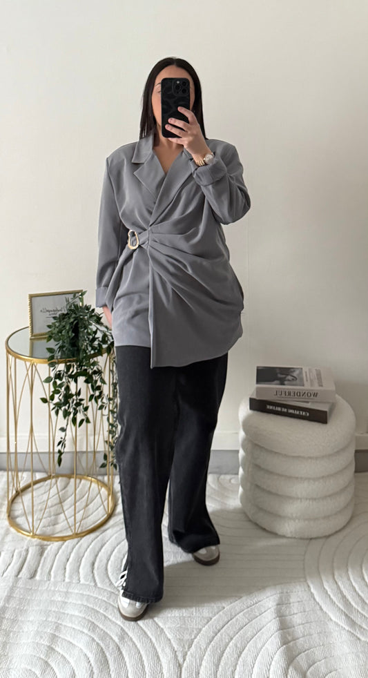 Blazer à boucle gris