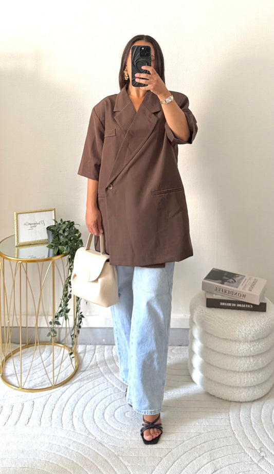 Blazer manches courtes marron