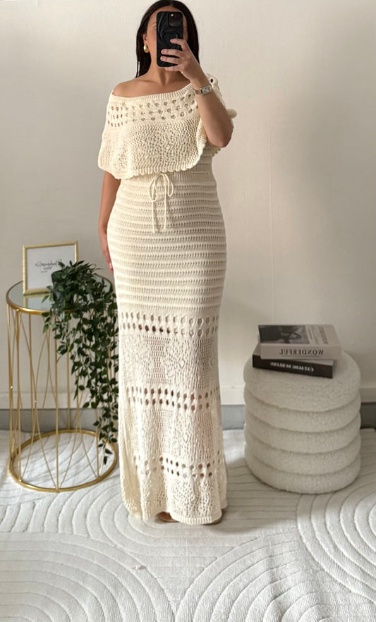 Robe en crochet beige