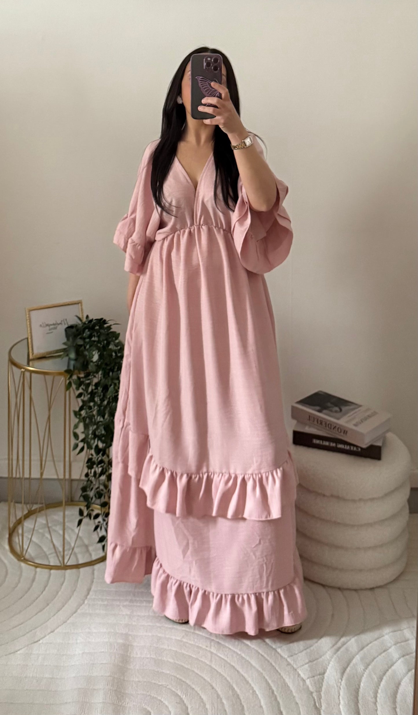 Robe évasée rose