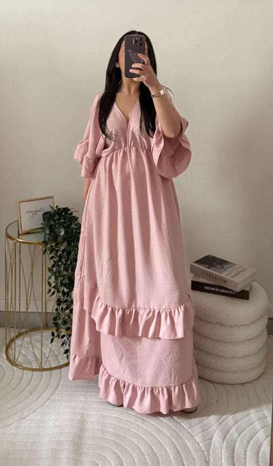 Robe évasée rose
