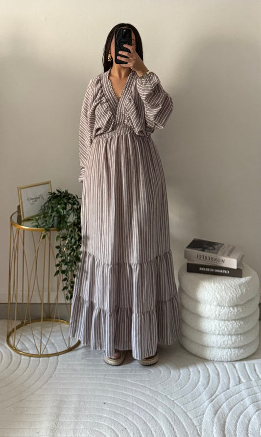 Robe à rayures taupe