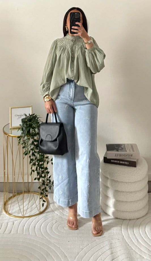 Chemise brodé kaki