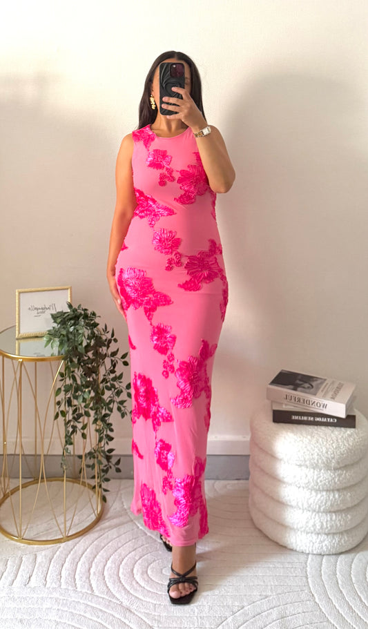 Robe à fleurs Romy rose