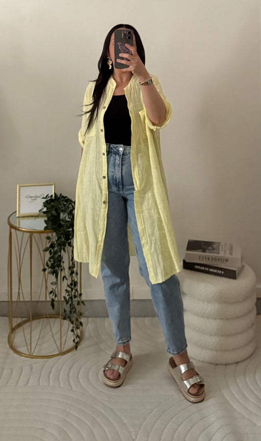 Chemise lin jaune