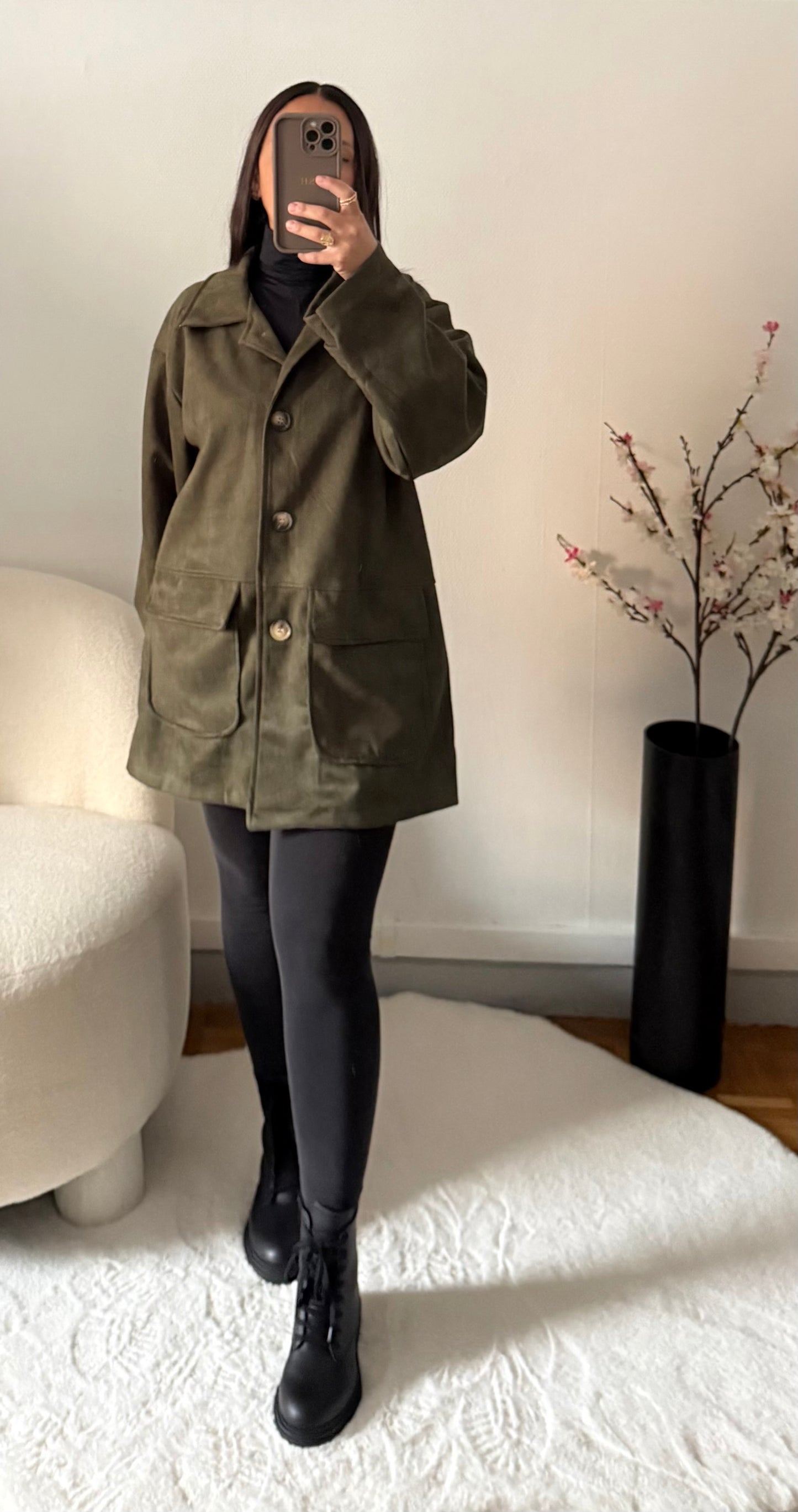 Veste suédine Anna kaki