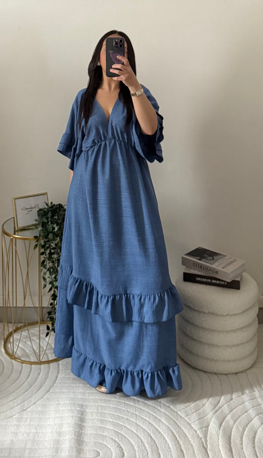 Robe évasée bleu