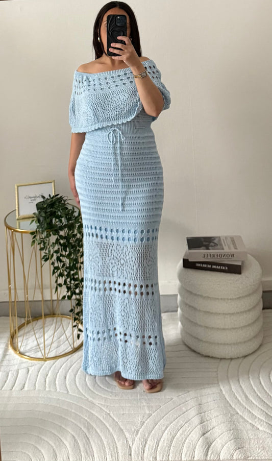 Robe en crochet bleu