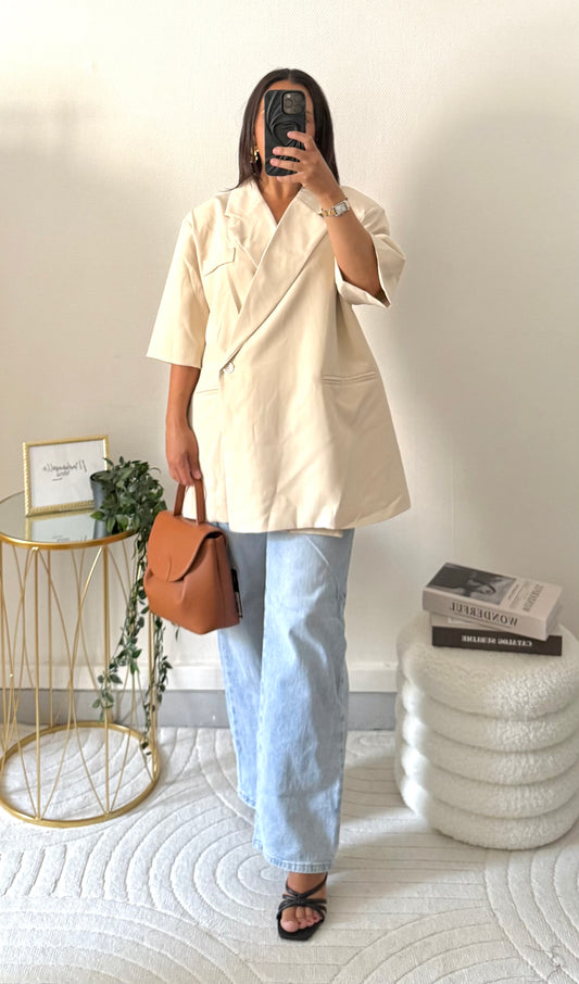 Blazer manches courtes beige