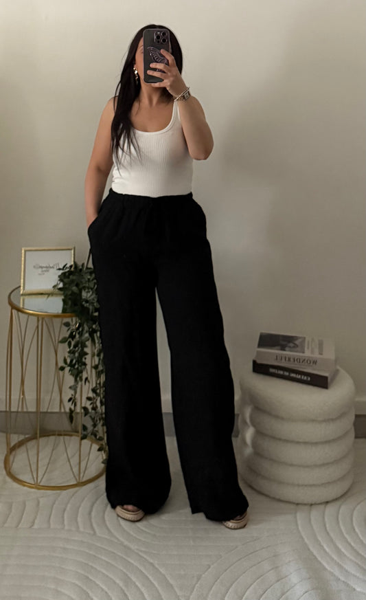 Pantalon lin noir