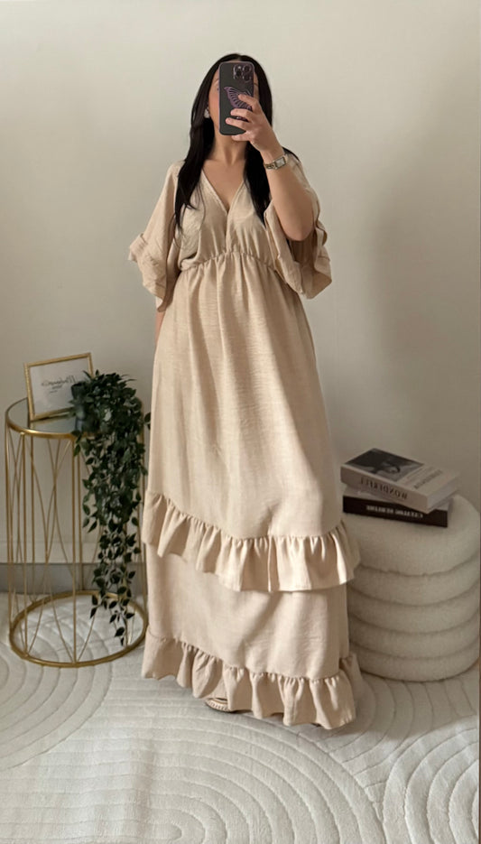 Robe évasée beige